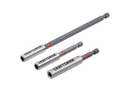 Photo of Craftsman nut driver set CMAFHLD-3, three hex shank drivers with silver and red accents, front angle.