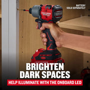 Photo of Craftsman brushless impact driver CMCF830B used to drive screw, battery not included.