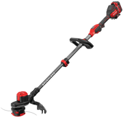 Photo of CRAFTSMAN CMCK397M1 cordless brushless string trimmer, red and black, angled on white background.