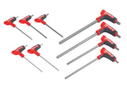 Craftsman CMHT26162V T-handle hex key set, red and black, 8-piece, top angle, white background.