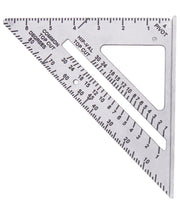 Photo of CRAFTSMAN CMHT42790 steel rafter square with etched measurement markings, angled on white background.