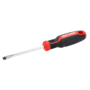 Photo of Craftsman flathead screwdriver with black and red handle, SKU CMHT65164, side angle.