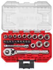 Craftsman socket and ratchet set CMMT12024 white background beauty shot top view
