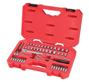Craftsman socket and ratchet tool set in red case, SKU CMMT12017, photography, angled view on white background.