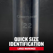 Photo of Craftsman socket with SKU CMMT16085, size 22 laser-etched, large markings for easy identification.