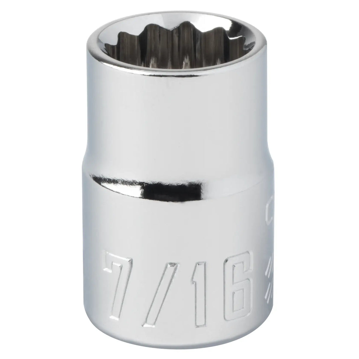 CRAFTSMAN 7/16-inch chrome socket, front view, CMMT44332.