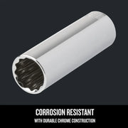 Craftsman chrome socket, SKU CMMT44419, photographed at an angle on a black background.