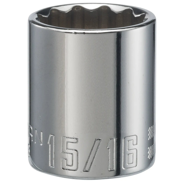 Photo of Craftsman 15/16-inch socket, SKU CMMT47513, chrome finish, product category Photography, frontal angle.