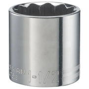 Photo of CRAFTSMAN 1-1/2 inch chrome socket, model CMMT47518, front angle on white background.