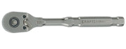 A metallic ratchet wrench with a textured handle and the brand name 'Craftsman' engraved on the side, viewed from above on a white background.