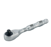 Photo of CRAFTSMAN ratchet wrench CMMT86301V, silver finish, textured handle, angled on white background.