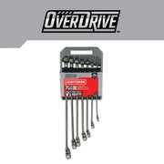 Photo of Craftsman 7-piece metric wrench set, model CMMT87807, in gray holder with OverDrive packaging, front angle.