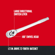 Photo of Craftsman 1/2 in. drive 72-tooth ratchet with large switch lever and 180° swivel head, CMMT99427.