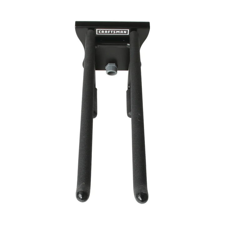 Photo of Craftsman tool holder CMST82606VT, black metal wall-mount with two padded arms, front view.