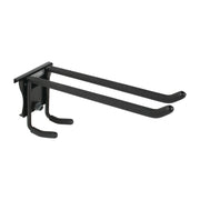 Photo of Craftsman wall-mounted storage hook, black metal, dual arms, SKU CMST82606VT, front angle on white background.
