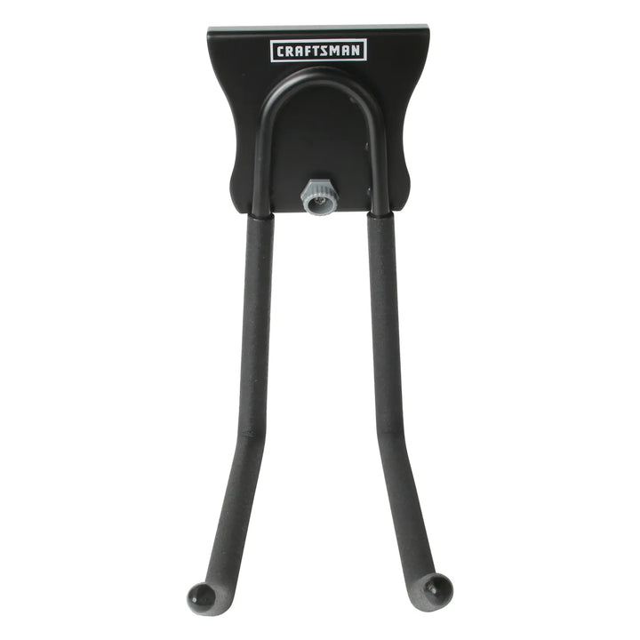 Front angle photo of Craftsman wall mount bike hook, black finish, SKU CMST82608VT.